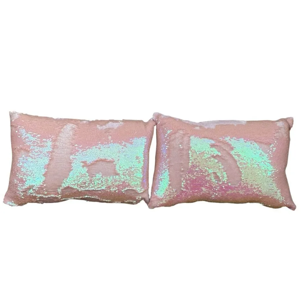NWOT NEW Two (2) Aviva Stanoff Peach Metallic Sequin Luxury Accent Pillows